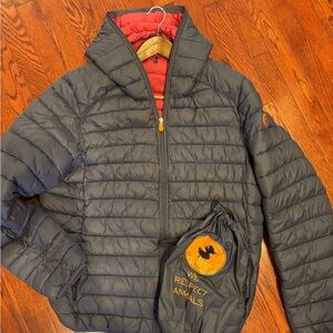SAVE THE DUCK Charcoal and Orange Puffer Jacket